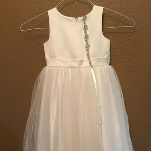 Ivory Flowergirl Dress with Jeweled Belt and Tulle